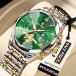 POEDAGAR 938 Watch For Men - Silver Gold Green