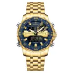 POEDAGAR E122 Watch For Men - Gold Blue