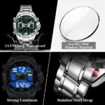 Poedagar 103 Watch For Men - Silver Green - Image 2
