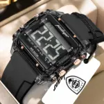 Poedagar E123 Digital Watch For Men - Full Black