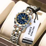 Poedagar 306 Watch For Women-Silver Gold and Blue