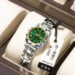Poedagar 306 Watch For Women-Silver Gold and Green