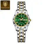 Poedagar 306 Watch For Women-Silver Gold and Green - Image 2