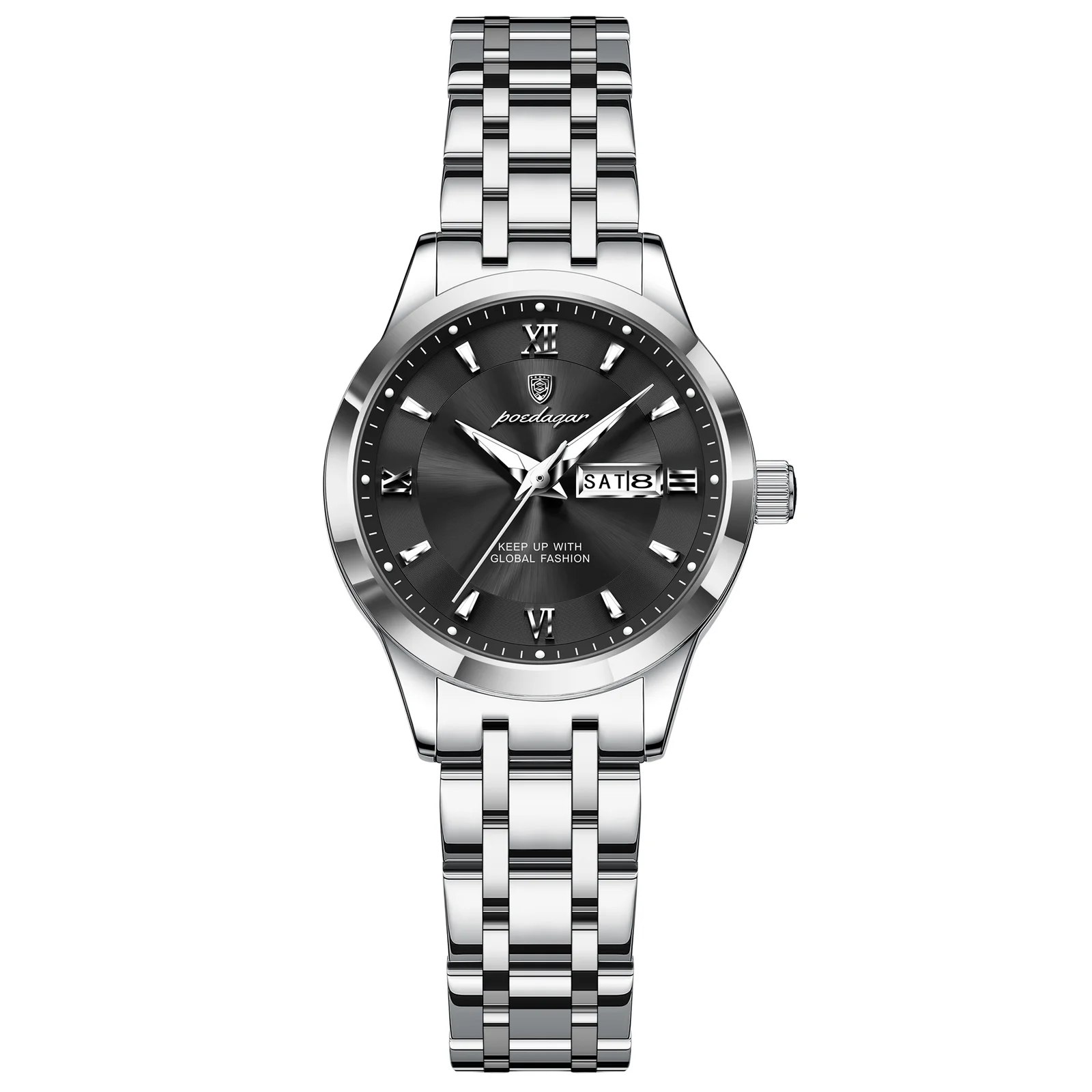 Poedagar-503-Watch-For-Women-Silver-Black.webp Poedagar 503 Watch For Women - Silver Black - Image 1