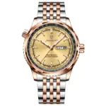 Poedagar 673 Chain Watch for Men - Silver Gold Rose