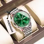 Poedagar 673 Chain Watch for Men - Silver Green - Image 8
