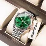 Poedagar 673 Chain Watch for Men - Silver Green - Image 7