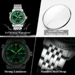 Poedagar 673 Chain Watch for Men - Silver Green - Image 4