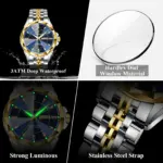Poedagar 674 Chain Watch For Men - Silver Gold Blue - Image 6