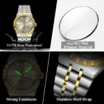 Poedagar 675 Chain Watch For Men - Silver Gold Gray - Image 3