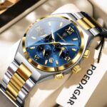 Poedagar 688 Watch For Men - Silver Gold Blue - Image 2