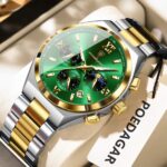 Poedagar 688 Watch For Men - Silver Gold Green - Image 2