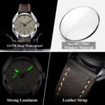 Poedagar 689 Leather Watch For Men - Silver Black Gray - Image 2