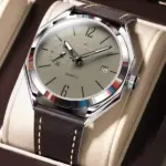 Poedagar 689 Leather Watch For Men - Silver Black Gray