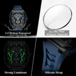 Poedagar 694 WAtch For Men - Black Blue - Image 6