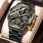 Poedagar 697 Cornograph Watch For Men - Full Black - Image 4