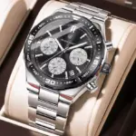 Poedagar 697 Cornograph Watch For Men - Silver And Black - Image 2