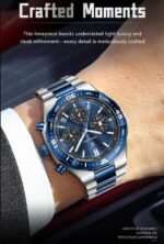 Poedagar 697 Cornograph Watch For Men - Silver Blue - Image 2