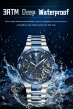 Poedagar 697 Cornograph Watch For Men - Silver Blue - Image 5