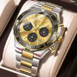 Poedagar 697 Cornograph Watch For Men - Silver Gold Black - Image 3