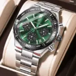 Poedagar 697 Cornograph Watch For Men - Silver Green - Image 2