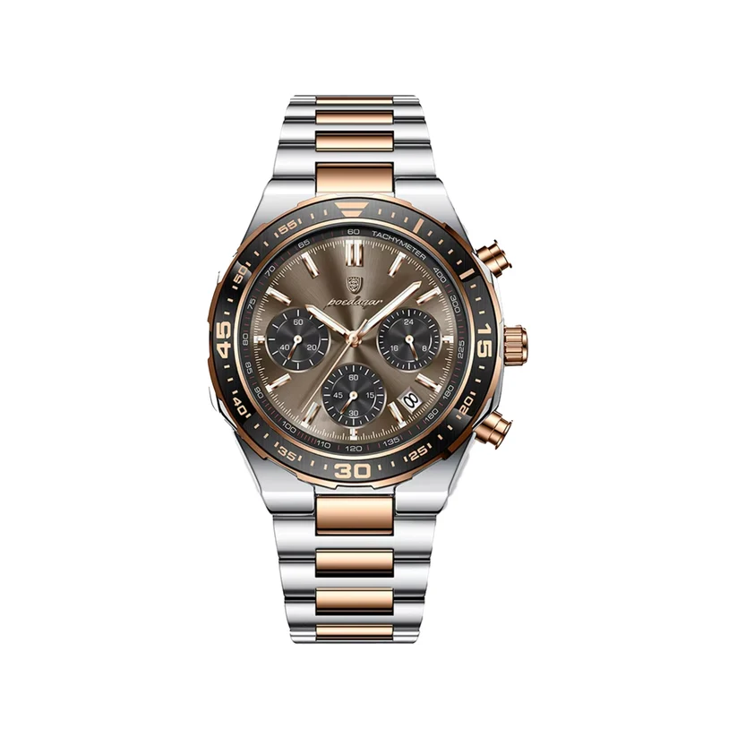Poedagar-697-Cornograph-Watch-For-Men-Silver-Rose-Black.webp Poedagar 697 Cornograph Watch For Men - Silver Rose Black - Image 1
