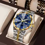 Poedagar 698 Chain Watch For Men - Silver Gold Blue - Image 2