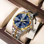 Poedagar 698 Chain Watch For Men - Silver Gold Blue - Image 4
