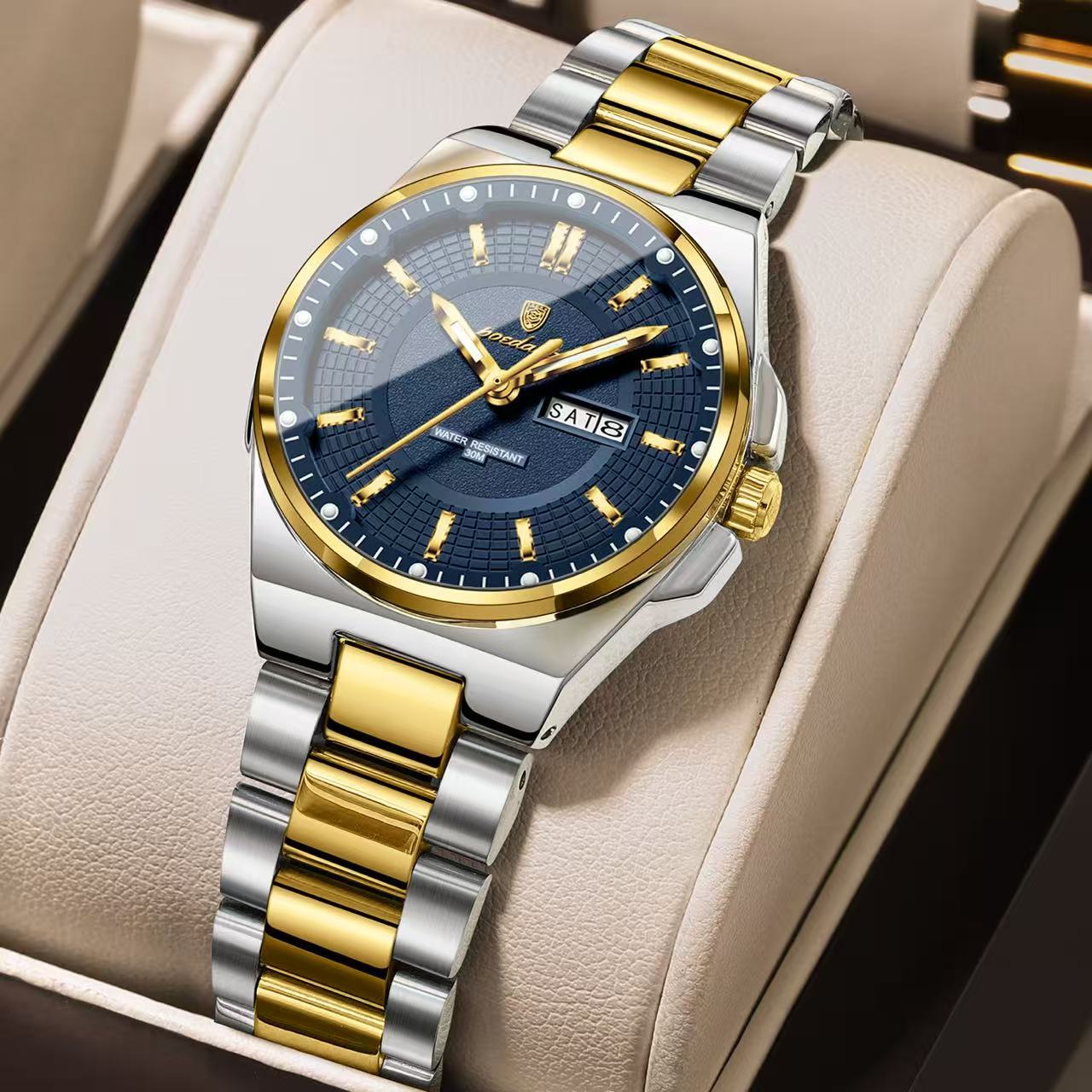 Poedagar-796-Watch-For-Women-Silver-Gold-Blue.jpeg Poedagar 796 Watch For Women - Silver Gold Blue - Image 1