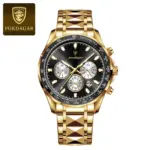 Poedagar 815 Cornograph Watch For Men - Gold Black