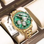 Poedagar 815 Cornograph Watch For Men - Gold Green - Image 2