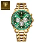 Poedagar 815 Cornograph Watch For Men - Gold Green