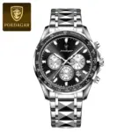 Poedagar 815 Cornograph Watch For Men - Silver Black