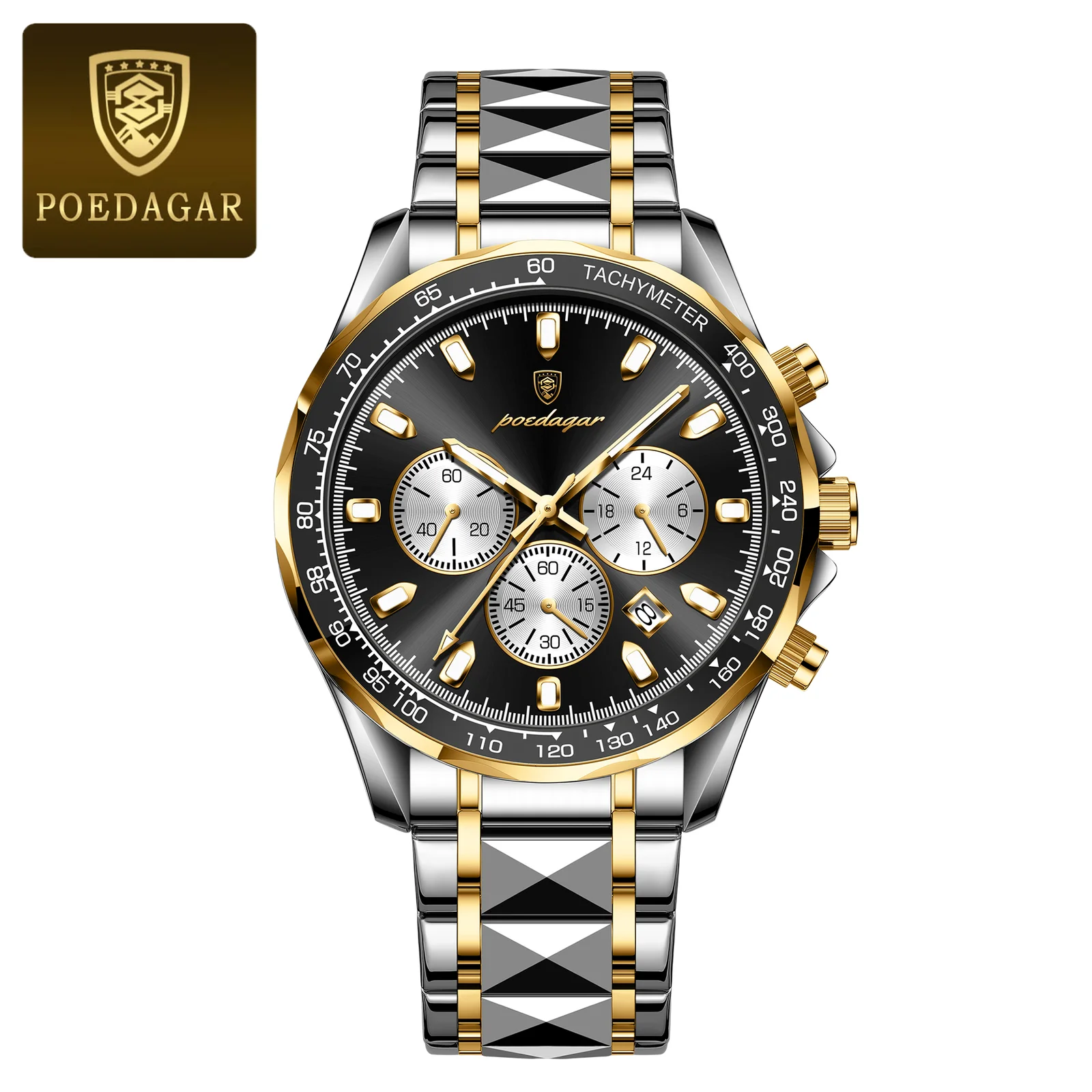 Poedagar-815-Cornograph-Watch-For-Men-Silver-Gold-Black.webp Poedagar 815 Cornograph Watch For Men - Silver Gold Black - Image 1