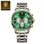 Poedagar 815 Cornograph Watch For Men - Silver Gold Green
