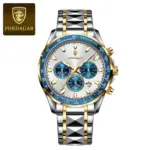 Poedagar 815 Cornograph Watch For Men - Silver Gold White