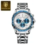 Poedagar 815 Cornograph Watch For Men - Silver White