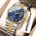 Poedagar 839 Watch For Men - Silver Gold Blue