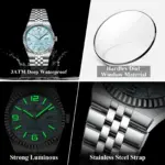 Poedagar 839 Watch For Men - Silver Mint Blue - Image 3