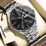 Poedagar 843 Watch For Men - Silver Black