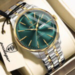Poedagar 843 Watch For Men - Silver Gold Green