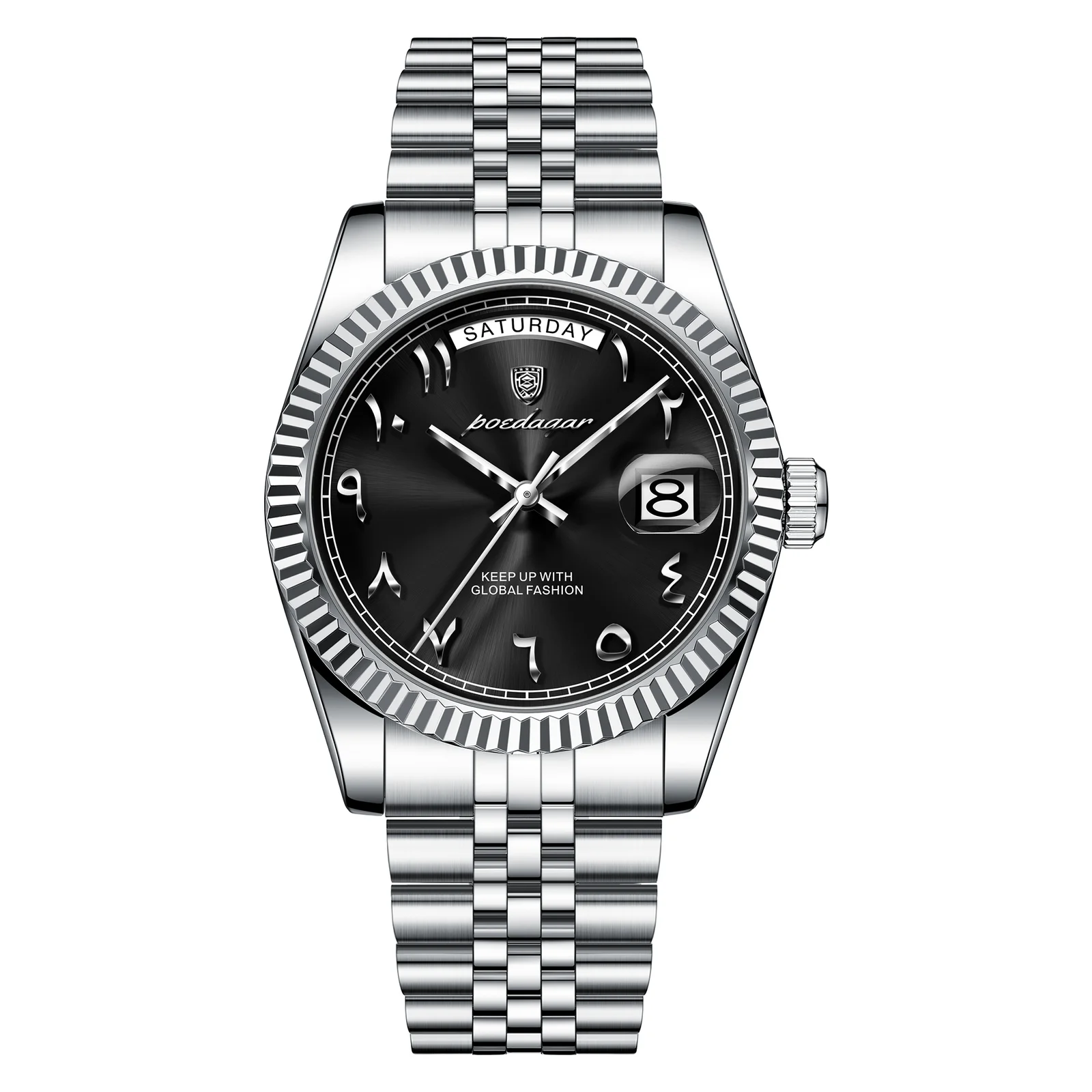 Poedagar-845-watch-for-Men-Silver-Black.webp Poedagar 845 watch for Men - Silver Black - Image 1
