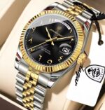Poedagar 845 watch for Men - Silver Gold Black - Image 2
