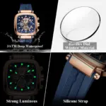 Poedagar 849 Watch For Men - Rose Blue - Image 3