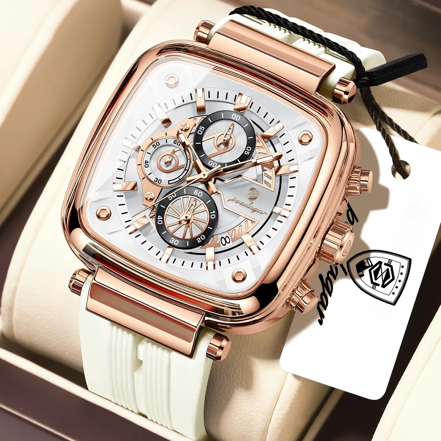 Poedagar-849-Watch-For-Men-Rose-White.webp Poedagar 849 Watch For Men - Rose White - Image 1