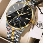 Poedagar 854 Watch For Men - Silver Black Gold