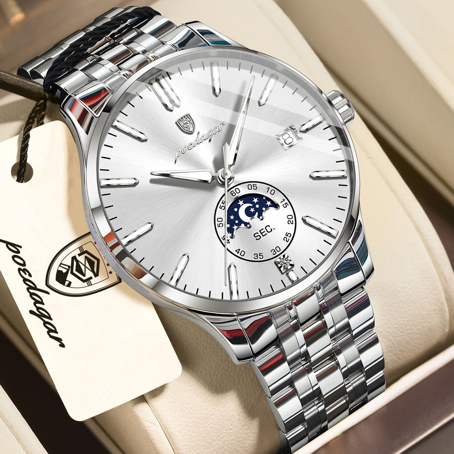 Poedagar-854-CH-For-Men-Full-Silver.jpg Poedagar 854 CH For Men - Full Silver - Image 1