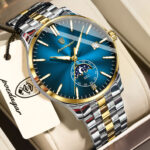 Poedagar 854 CH For Men - Silver Gold Blue