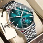Poedagar 854 CH For Men - Silver Mint Blue