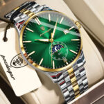 Poedagar 854 Chain Watch For Men - Silver Gold Green